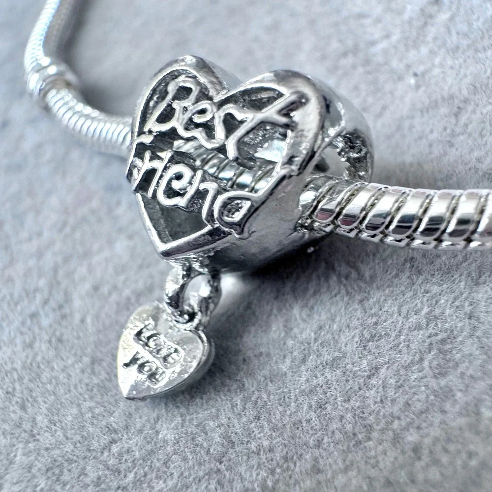 Best Friend Love‎ You Heart Dangle European Charm fits PANDORA